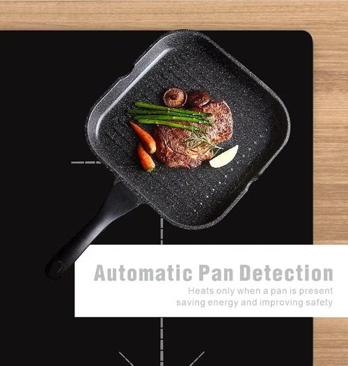 Induction Hob 60cm, 4 Zone Electric Cooktop, 7000W Built In Hob, Hardwired Installation No Plug, Touch Control, Booster, Timer, Child Lock, Auto Shut-Off, Black Glass  Star Burst Zone Design