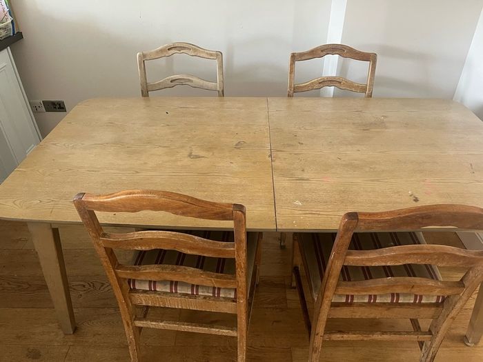 Dining table and four chairs