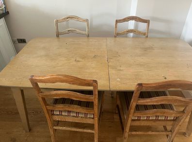 Dining table and four chairs