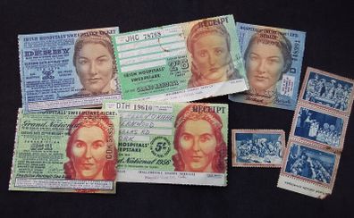 Irish Hospitals Sweepstake Tickets , Receipts , Stub and Stamps - 1950s/60s