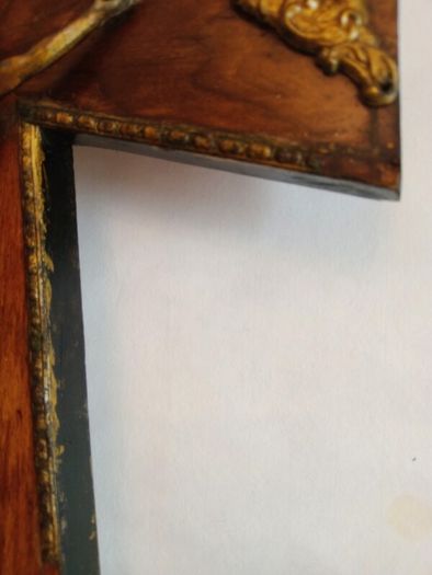 Large French Antique Wood and Brass Crucifix