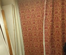 full length  pink curtains with tie backs and jacquard print. High quality