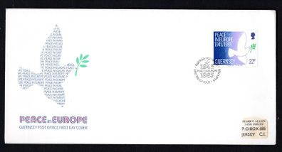 1985 Guernsey 40th Anniversary of Peace in Europe Commemorative Stamp First Day Cover (FDC)