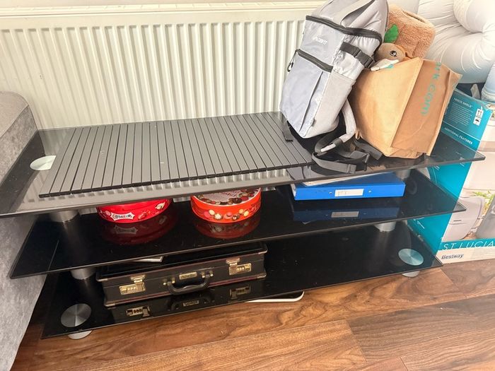 tv / coffee table black glass