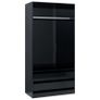 Wardrobe High Gloss Black 100x50x200 cm Chipboard Image 2