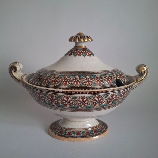 Rare 1860s Victorian Ironstone Sauce Tureen & Lid