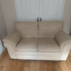 Comfy, 2 Seater, White, Leather Sofa