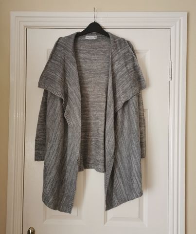Grey Knitted Waterfall Cardigan