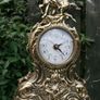 Vintage Ornate gold / brass Mantle Clock with Jousting Knight on Horse. Portugal Quartz. Image 4