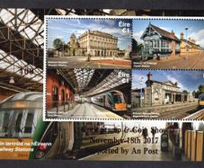2017 Ireland Cork Stamp and Coin Exhibition 18th November 2017 Exhibition Miniature Sheet on Irish Railway Stations (Heuston, Clarke, Kent & Bagnelstown) Commemorative Stamps Miniature Sheet Mint Never Hinged (MNH)