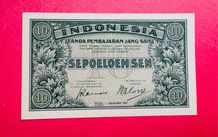 Indonesia   10  SEN  1947  Pick  31  scarce ( Uncirculated )