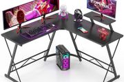 NEW SALE | Computer Desk with Monitor Stand 130cm L-Shaped Corner Gaming Desk Office Writing Desk &amp; Workstation for Home Office Bedroom Space-Saving Easy to Assemble Black