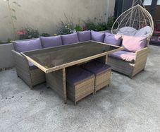 L Shape Table & Chairs Garden Furniture