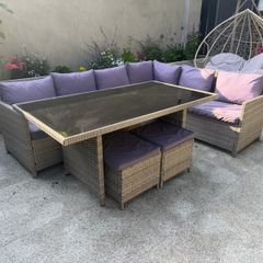 L Shape Table & Chairs Garden Furniture