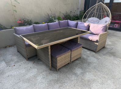 L Shape Table & Chairs Garden Furniture