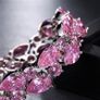 Pink Stone Crystal Silver Statement Bracelet Image 3