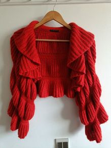 Sisley Red Chunky Knit Cardigan/Shrug
