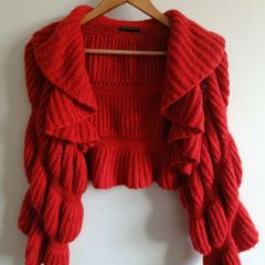 Sisley Red Chunky Knit Cardigan/Shrug