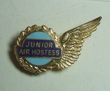 JUNIOR AIR HOSTESS (Squire badges) - child's airline 'golden wings' enamel badge (c.1970's) B