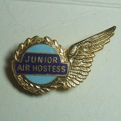 JUNIOR AIR HOSTESS (Squire badges) - child's airline 'golden wings' enamel badge (c.1970's) B