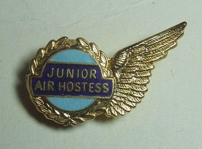 JUNIOR AIR HOSTESS (Squire badges) - child's airline 'golden wings' enamel badge (c.1970's) B