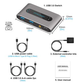USB 3.0 Switch 2 In 4 Out USB Sharing Switch for 2 Computer Sharing 4 USB Devices USB KVM Switcher