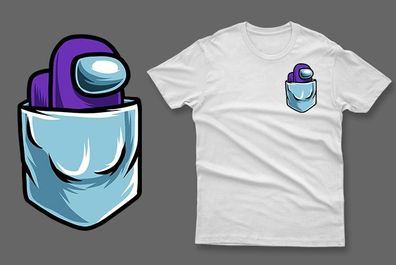 Purple impostor in the pocket among us t-shirt imposter among us t-shirt impostor t-shirt
