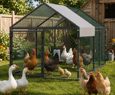Metal Chicken Coop for 4-6 Chickens, 1 x 2 x 1 m, Small Chicken Cage with Waterproof Cover & Double Doors