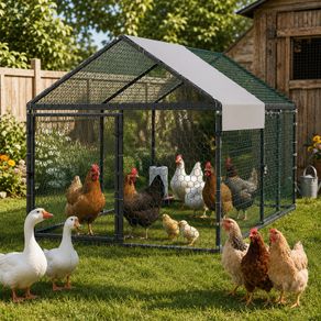 Metal Chicken Coop for 4-6 Chickens, 1 x 2 x 1 m, Small Chicken Cage with Waterproof Cover & Double Doors