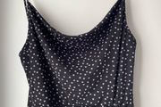 Prettylittlething  black polka dot ruched dress plus size new