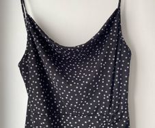 Prettylittlething  black polka dot ruched dress plus size new