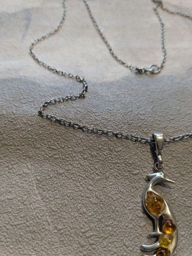 Silver and amber necklace