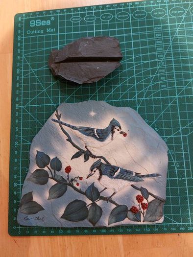 Blue Jay Pair - original painting on slate
