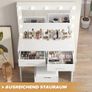 Dressing Table with Lighting and Stool, 90 x 40 cm Dressing Table with Large Mirror and 11 LED Lamps, Adjustable Brightness, 2 Drawers, Modern Cosmetic Table, White Image 5