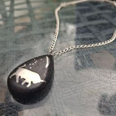 Handmade 925 Sterling Silver & Ebony Wood Taurus Bull Pendant Chain
