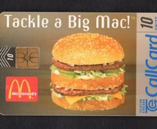 1998 Ireland 10 unit Mcdonald's "Big Mac" Burger (Gemplus GEM1 chip) Call Card Used. Telecom Eireann card number 1212.