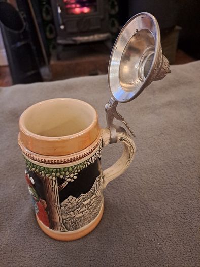 Vintage German Lidded Beer Stein DBGM