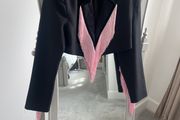 Fab Nasty Gal Pink Fringe Cropped Jacket size 8