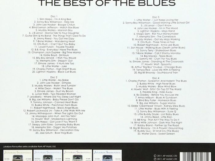 Jukebox Favourites: Best of The Blues. 80 Songs. 4 CD Boxset. Free Postage!