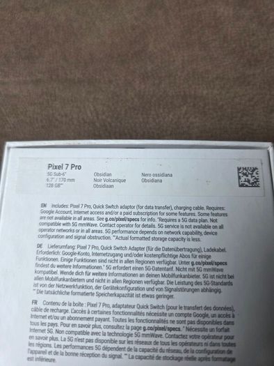 Google Pixel 7 pro OBSIDIAN 128gb