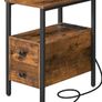 2 Side Tables, Narrow Bedside Rustic Brown Image 10