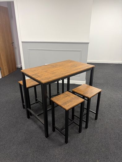 Bar Height Table and 4 Stools, Industrial Style