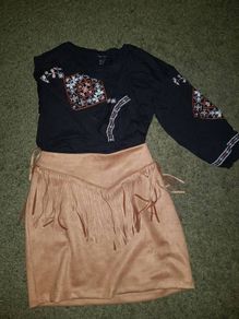 Tan fringe Tassel skirt