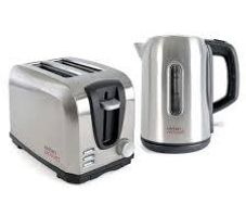 Brushed Steel Kettle and Toaster Set