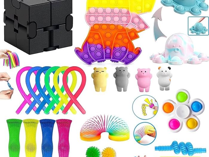 NEW SALE |  30Pcs Fidget Toys for Kids Adults, Sensory Fidgets Pack Anxiety Relief Toys for Autism, Simple Fidget Box with Fidget Popper for Party Bag Fillers