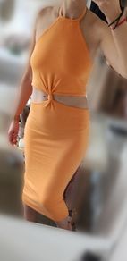 Orange cut out summer dress