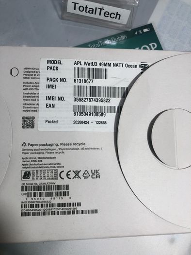 TotalTech Dublin Apple Watch Ultra 3 Natural Ocean Brand New