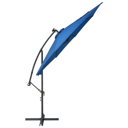 Cantilever Umbrella with LED Lights and Steel Pole 300 cm Azure