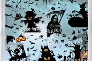Halloween Window Stickers Reusable Black Halloween Window Clings Scary Decorations Bat Witch Spiders Pumpkin Window Decals Display for Home Party