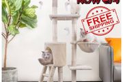 NEW SALE | Cat Tree, Cat Scratch Posts 145cm Multi-Level Stable Climbing Tower Trees with Ladder, Indoor Pet Activity Furniture Play House for Kitty Kitten